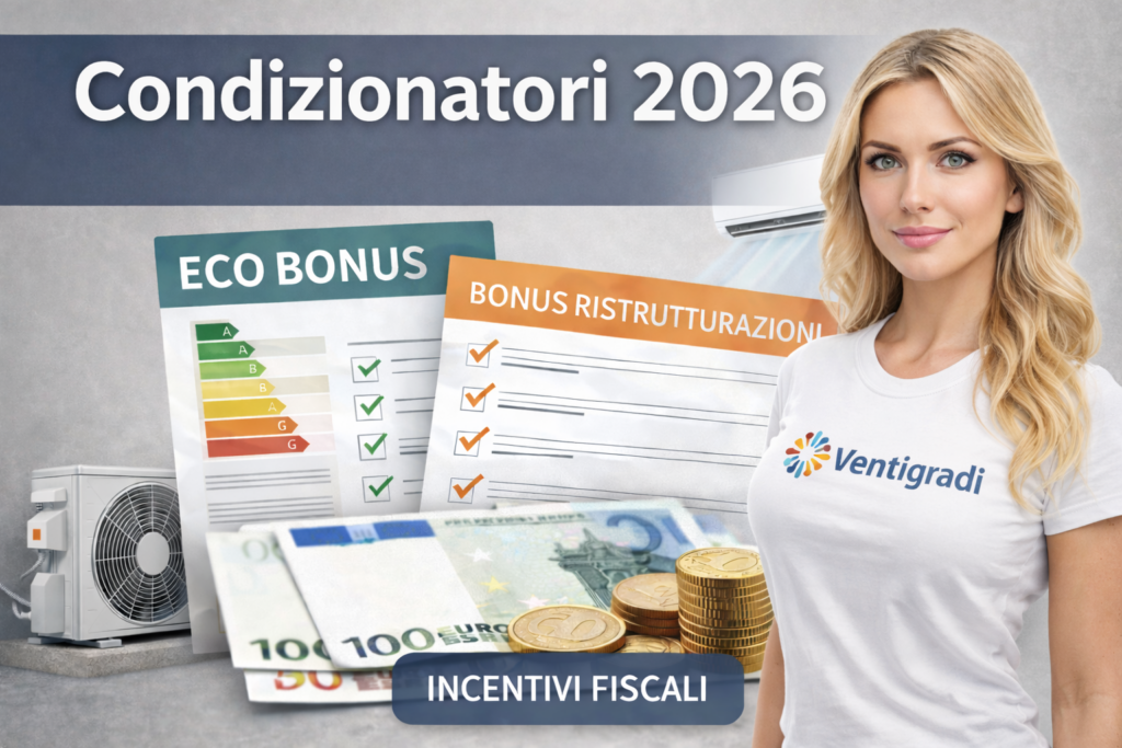 Condizionatori 2026: Ecobonus e Bonus Ristrutturazioni per impianti di climatizzazione, inquadramento fiscale secondo Agenzia delle Entrate ed ENEA.